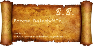 Borcsa Balambér névjegykártya